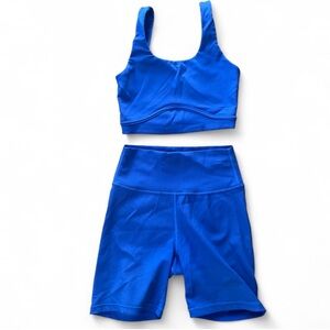 WILO The Label Blue Sports Bra (S) and Shorts (M) Set